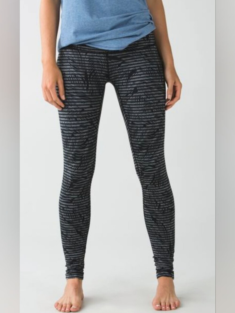 Lululemon Wunder Under Pant Luon Knit Jacquard Leggings Size 8 Black Grey 31"